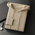 Hooded cashmere sweater in camel, grey-green, or navy blue, loose thickened winter pullover, sizes S to XXXL