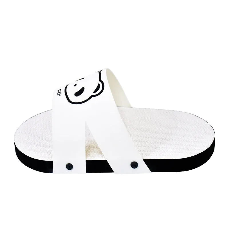 White slipper-shaped corrugated cardboard cat scratch board.