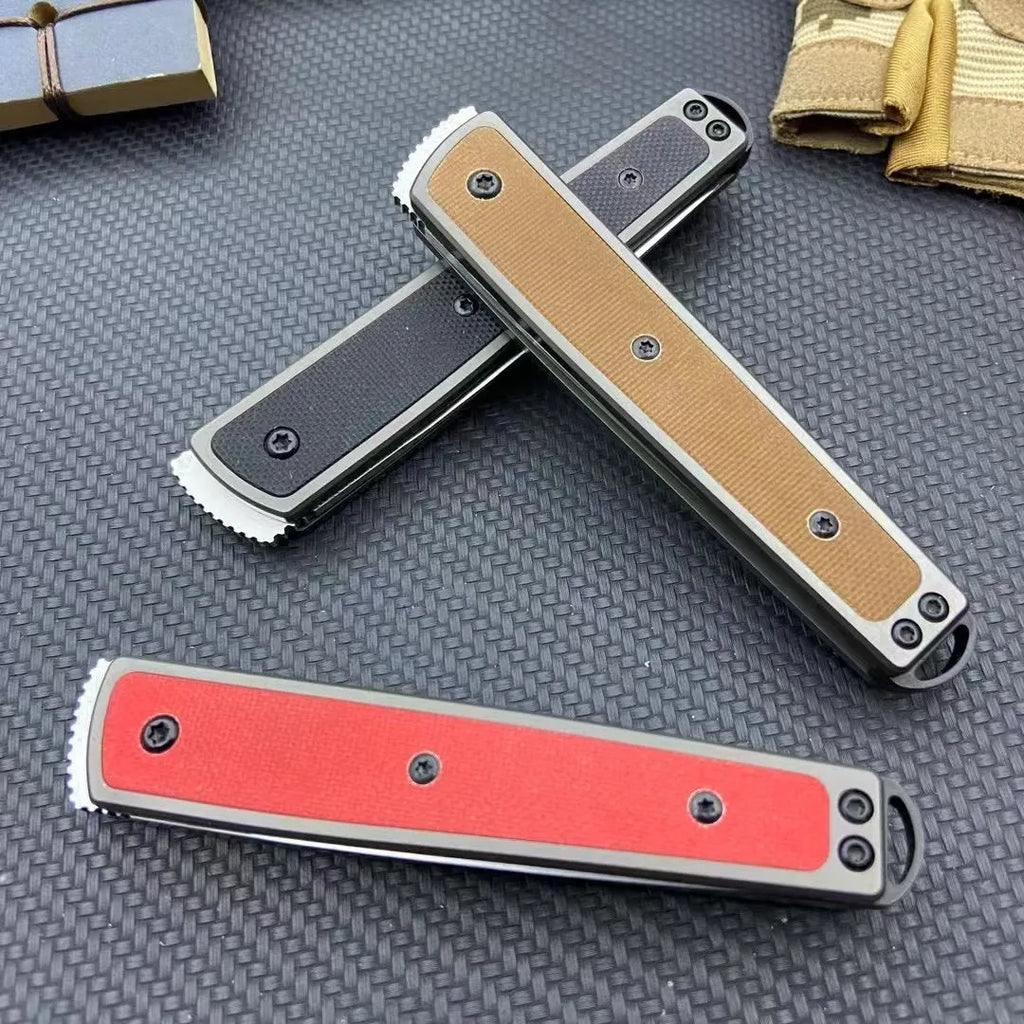 Handmade folding fruit knife with stainless steel blade in black, brown, or red handle colours