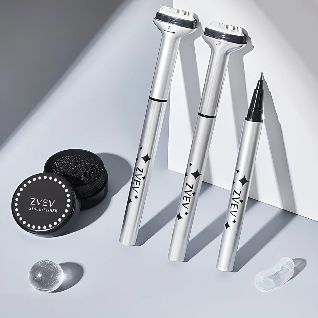 Double-headed lower eyelash seal liquid eyeliner pen in retro black and caramel mocha with 0.5g and 3g net content