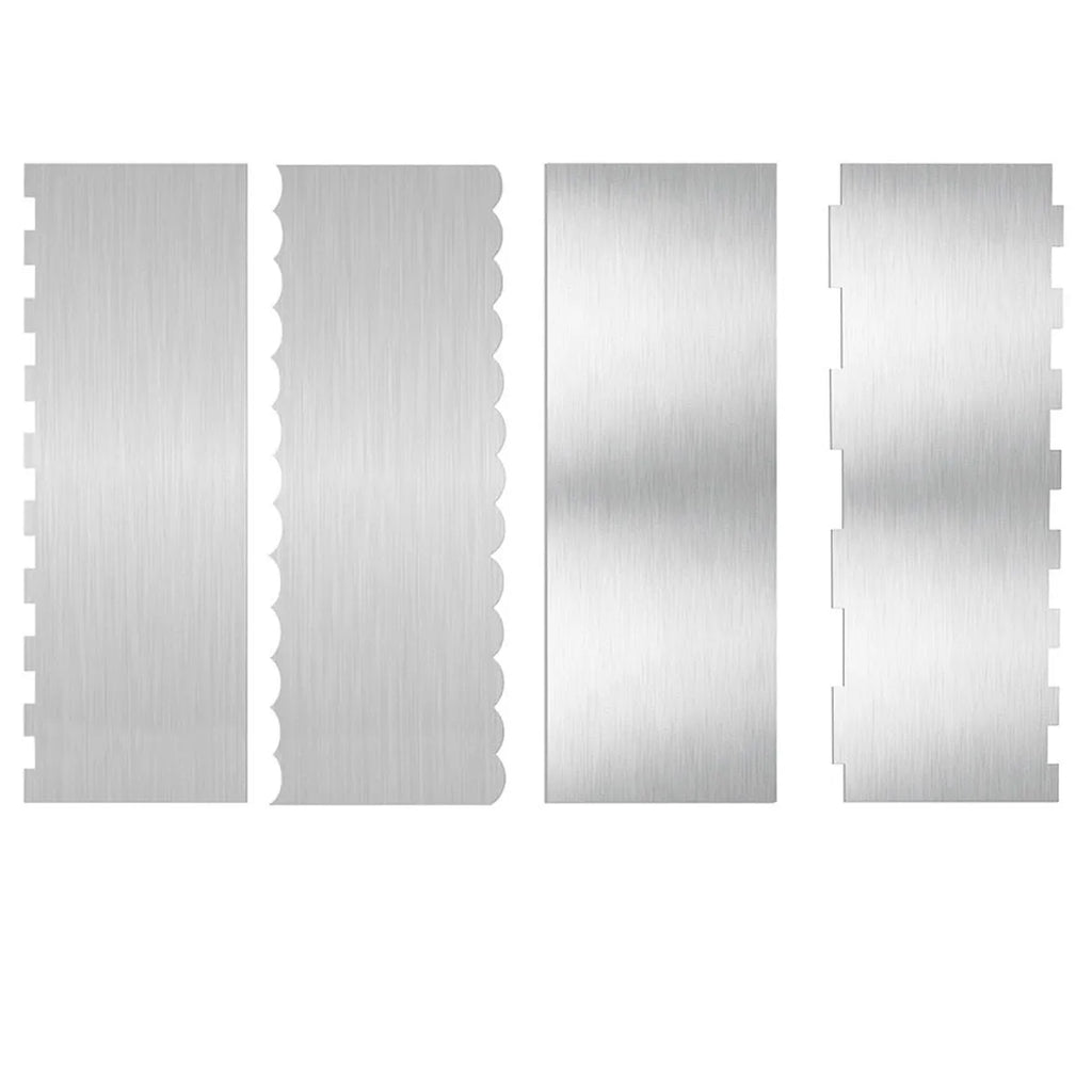 Stainless steel cream scraper with polygon patterned edge for cake decorating