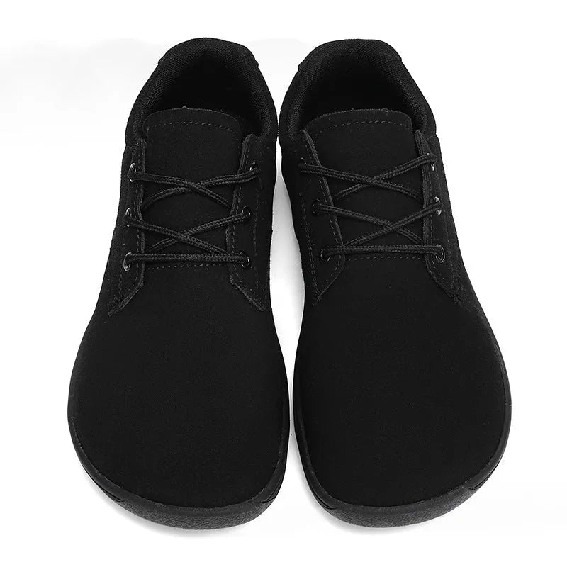 Spring suede large size casual flat shoes for men black with rubber sole and stitching