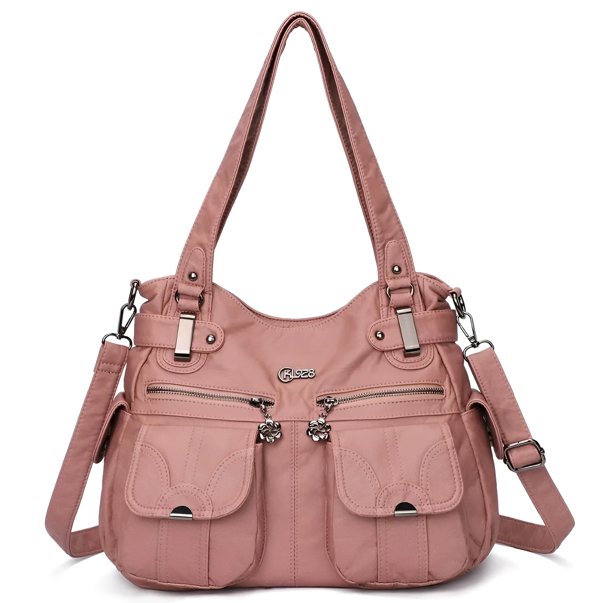Fashion ladies soft PU leather messenger bag with zipper pocket crossbody casual tote in horizontal square shape