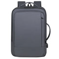 Men's large capacity waterproof backpack in black with curved shoulder straps and business styling