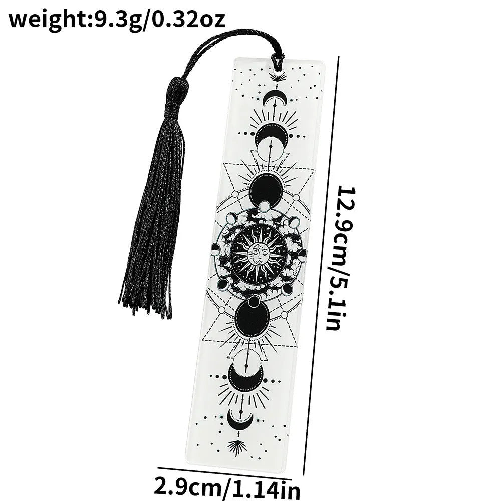 Acrylic tassel bookmark with creative skull pattern for reading decoration, available in ten colour options.