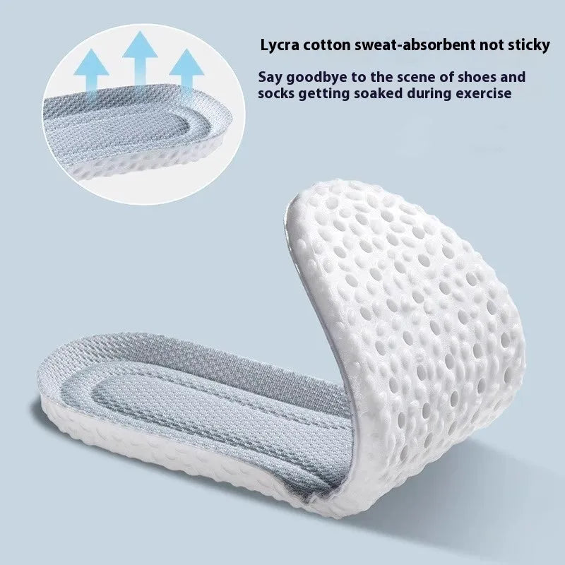 Grey, black, and orange breathable PU foam sports insoles laid flat, showing their cut-to-size design.