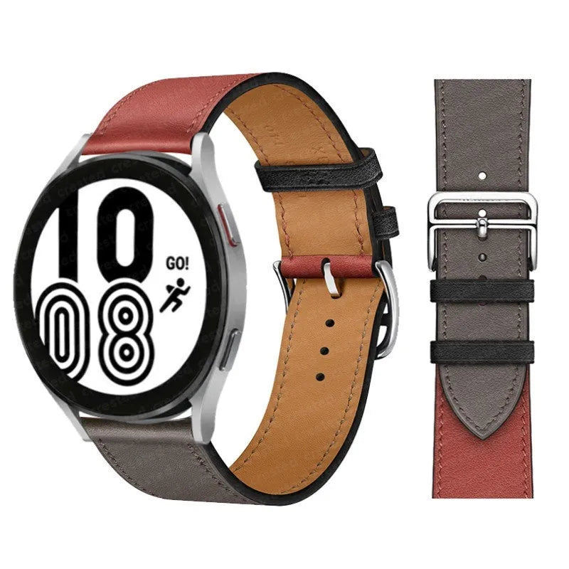 Microfiber single ring leather watch strap in brown with straight buckle, 20mm width