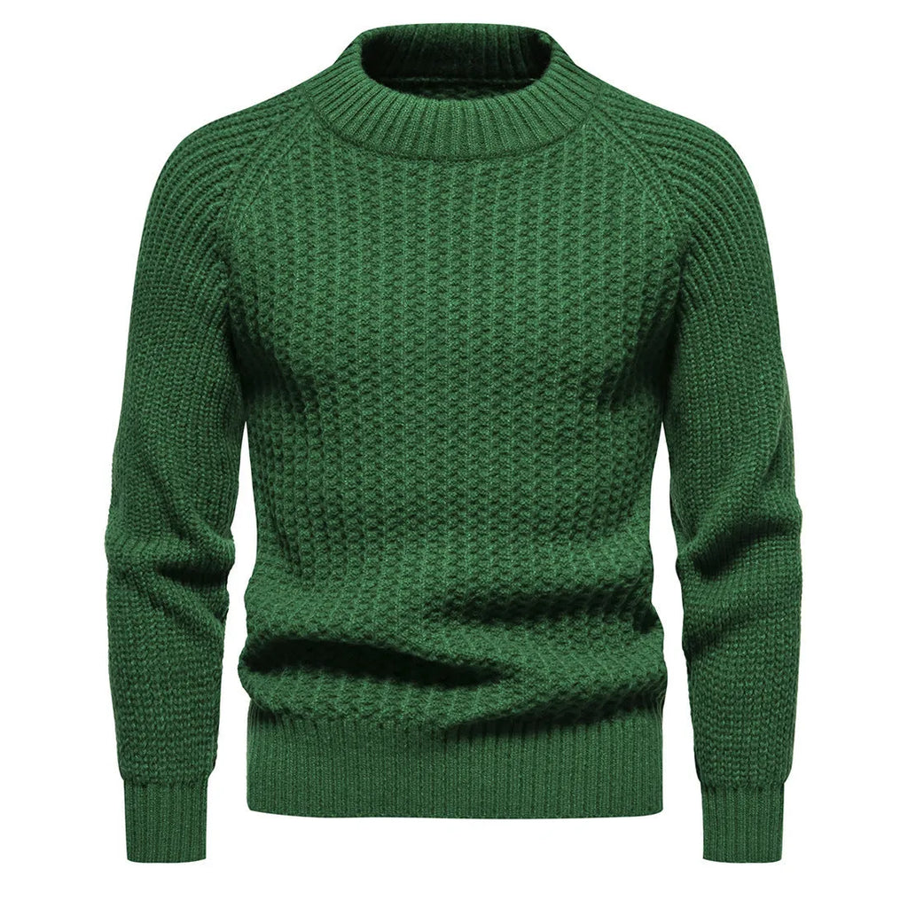 Men's casual loose fit solid colour round neck long sleeve sweater in dark gray