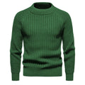 Men's casual loose fit solid colour round neck long sleeve sweater in dark gray