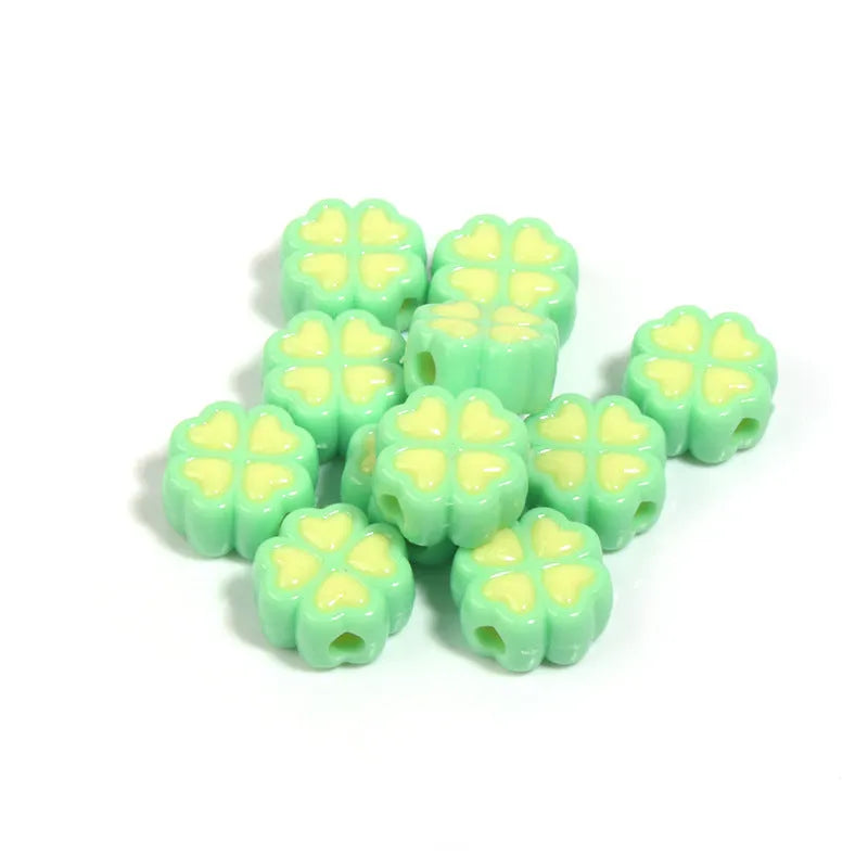 15mm acrylic love clover craft beads with frosted finish in various colours