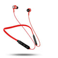 G03 neckband sports Bluetooth earphones in black, red, and white colour options showing the over-the-neck design.