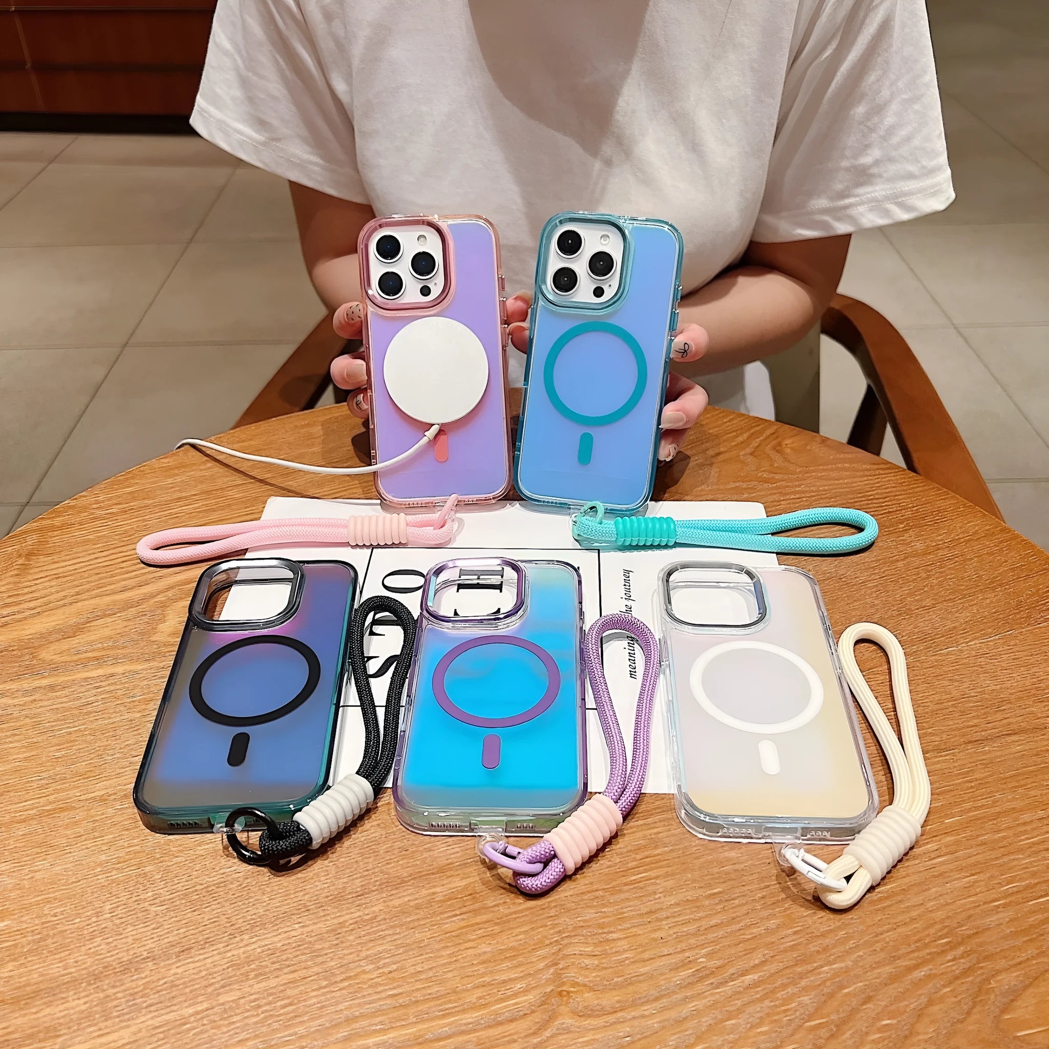 Light Shadow Chameleon transparent silicone phone case for iPhone with drop-resistant edges and magnetic attraction