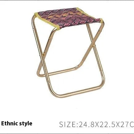 Black national style aluminium alloy folding camp stool shown in open and folded positions.