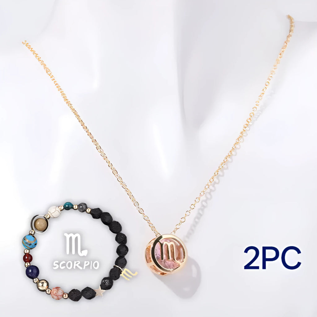Natural stone beaded necklace and matching bracelet jewellery set in coordinated style