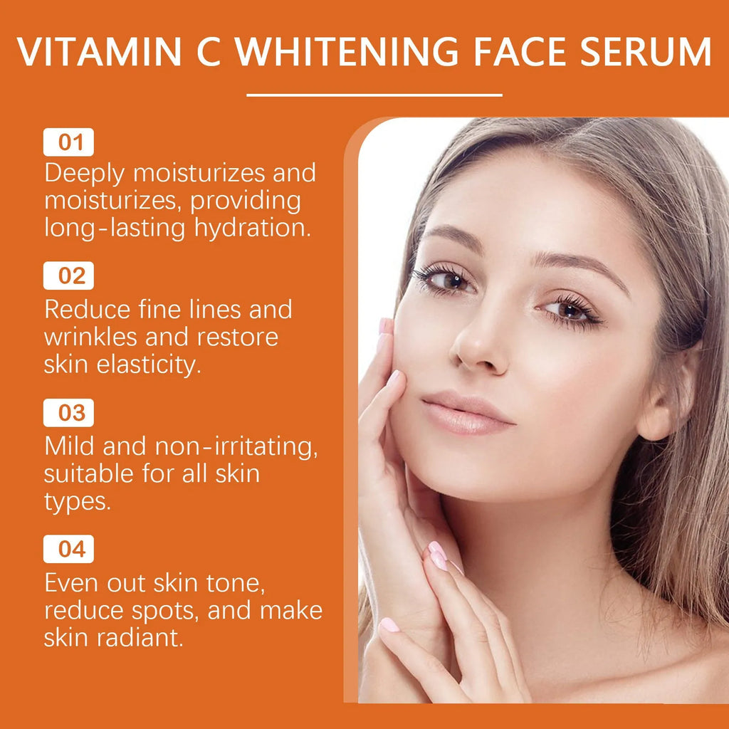 Moisturizing hydrating brightening skin essence 30ml with hyaluronic acid and vitamin C in a small bottle