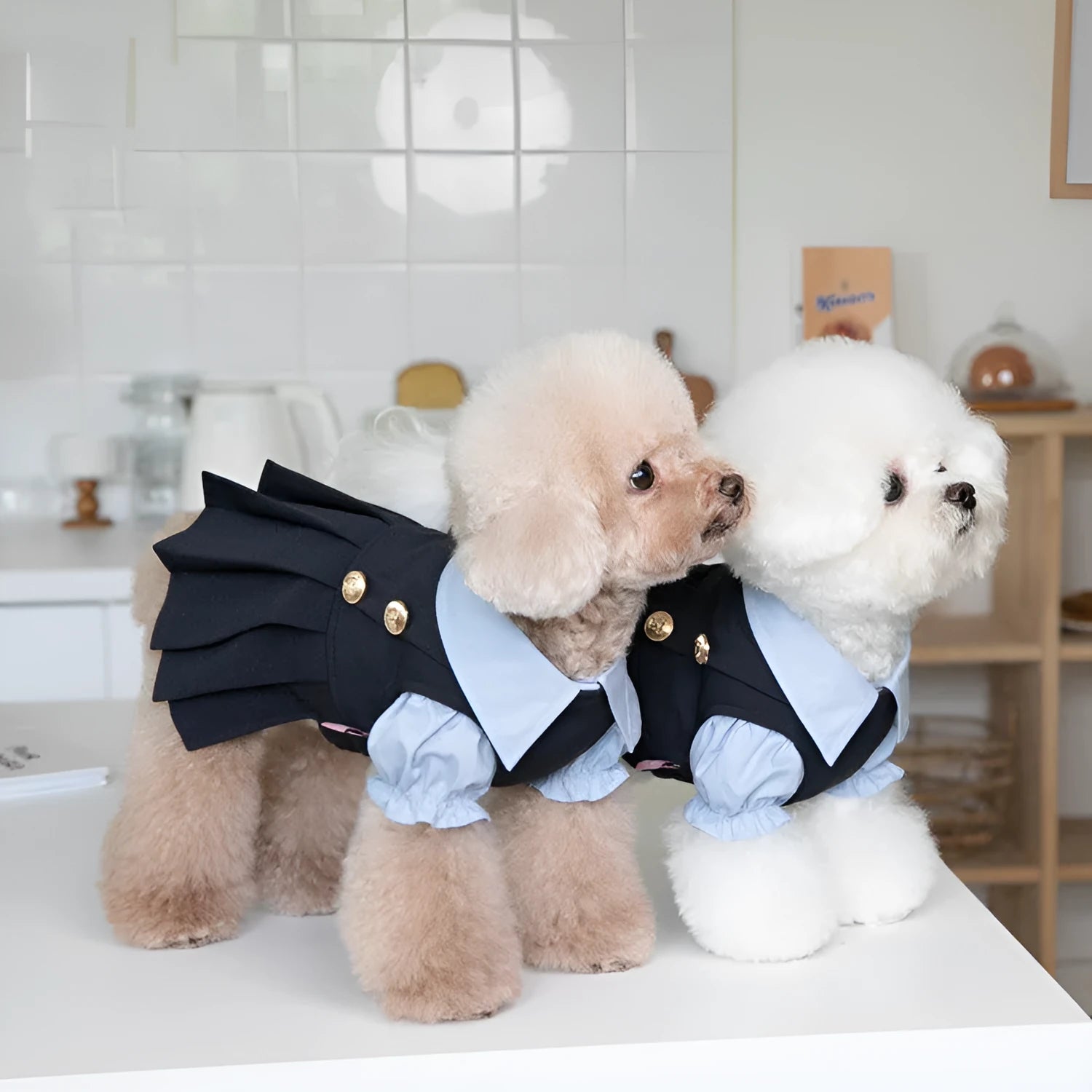 Dark grey polyester casual dog clothing shown on pet model