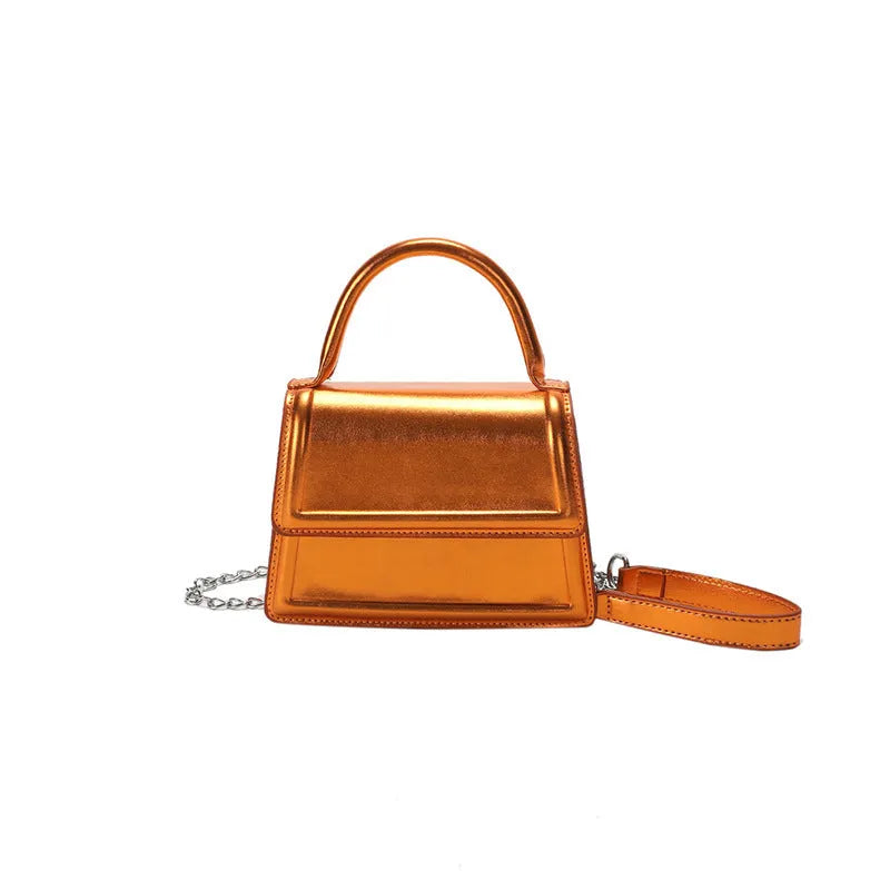 Retro PU crossbody shoulder bag in horizontal square shape with sewing line details