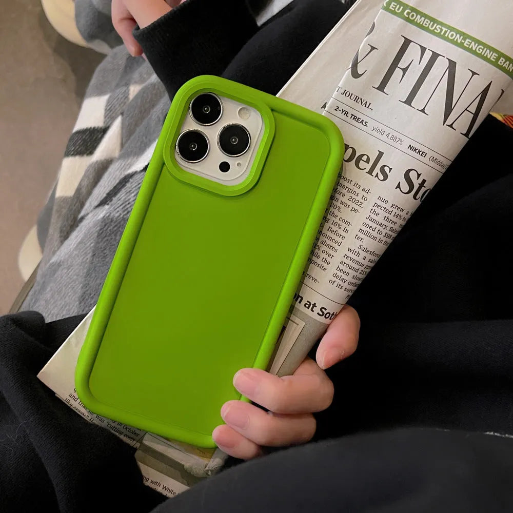 Frosted skin-feel silicone iPhone case in solid colour showing full-coverage design and texture detail