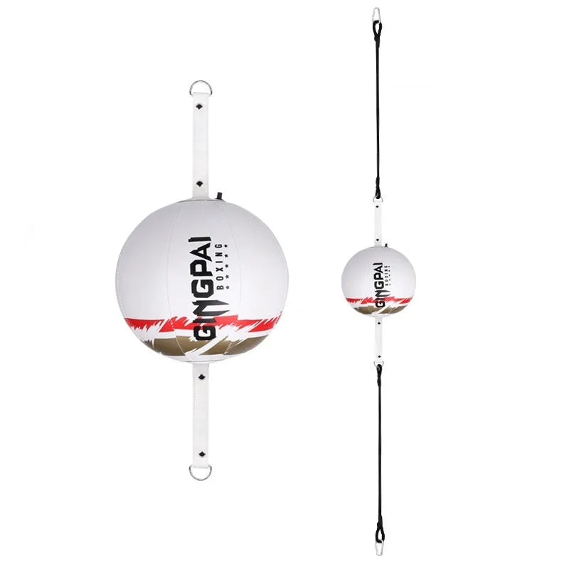 Black hanging boxing speed ball with adjustable cord for reaction training