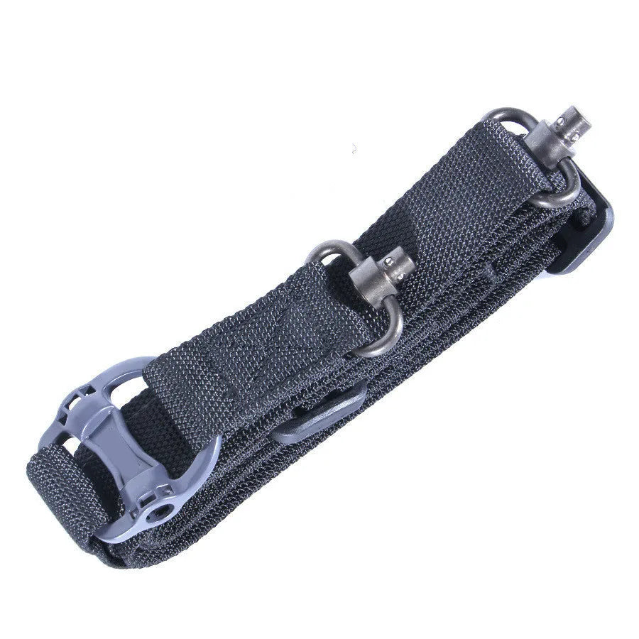 MS4 black tactical nylon multifunctional strap rope shown at full 150 cm length.