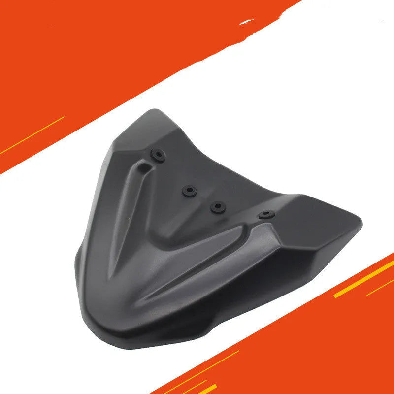 Black ABS plastic fixed front wing accessory for KTM 390 and 790 Adventure motorcycles.