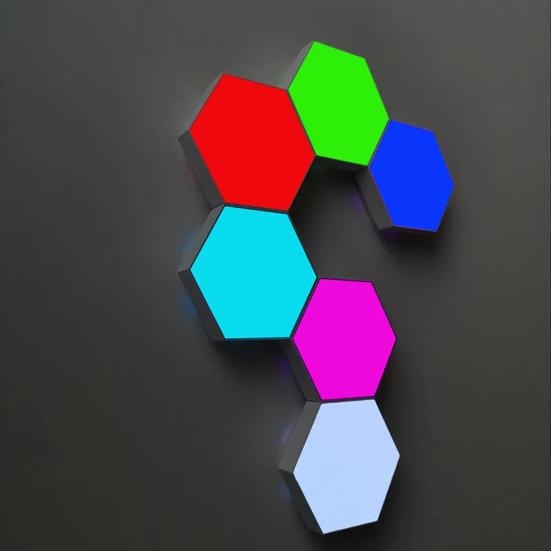 Hexagon quantum wall lamp with plastic shade, G4 holder, 103 x 90 x 30 mm, modular 1 3 6 10 lamp options