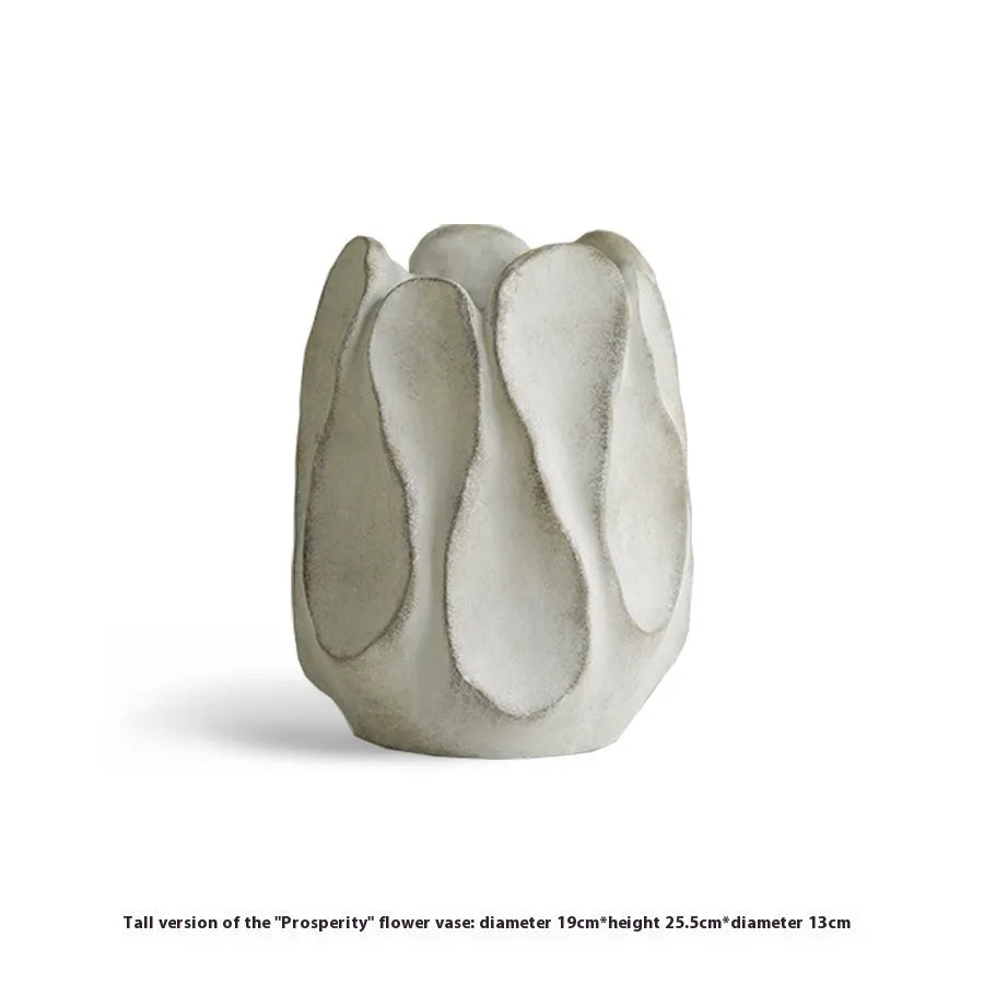 Irregular ceramic art vase with magnesium clay finish in high and low style options
