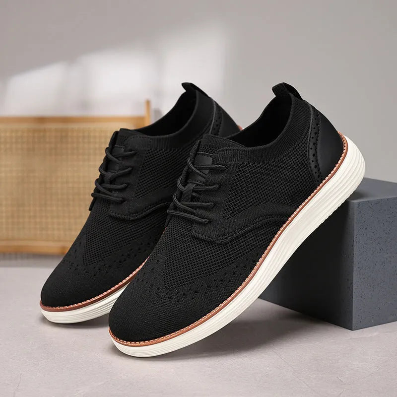 Men's breathable mesh hiking shoes with rubber sole, round toe, low heel, available in six colours