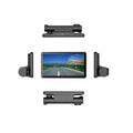 Black three-lens dashcam with 4-inch touch screen for front and rear car recording