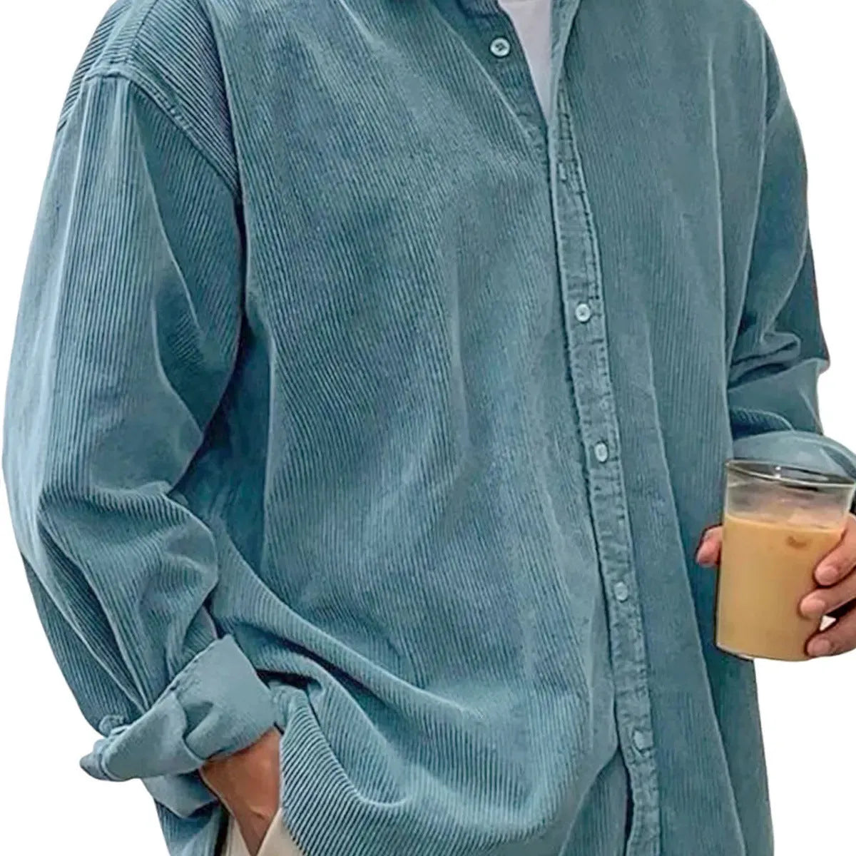 Men's casual loose corduroy shirt jacket in 11 colours sizes S-5XL for autumn winter