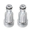 Transparent plastic inlet joint with filter screen for Kärcher pressure washers, 3cm diameter
