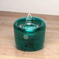 Grey and green automatic pet water fountain with USB cable for dogs and cats