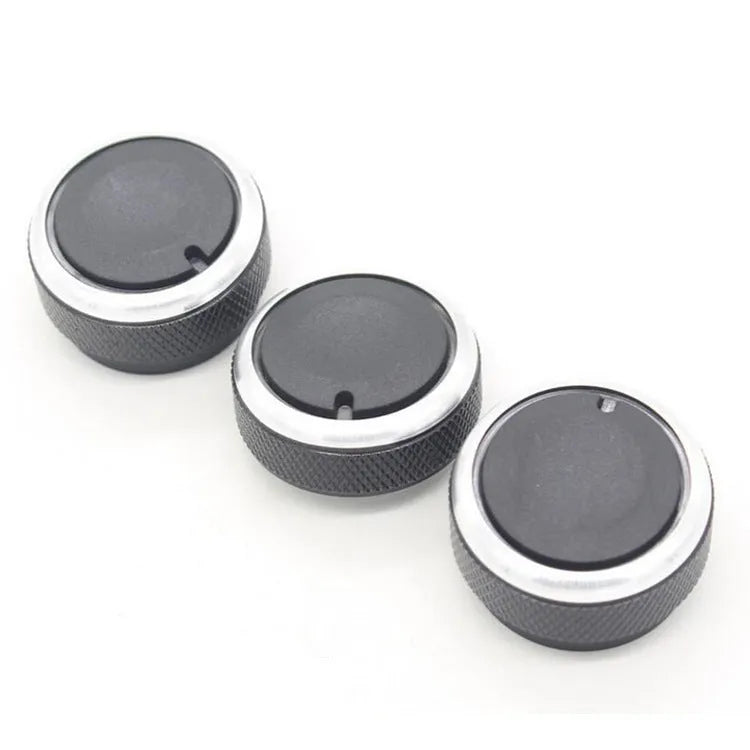 Three black aluminium alloy air conditioning control knobs for Chevrolet LeFeng and LeChi dashboard replacement