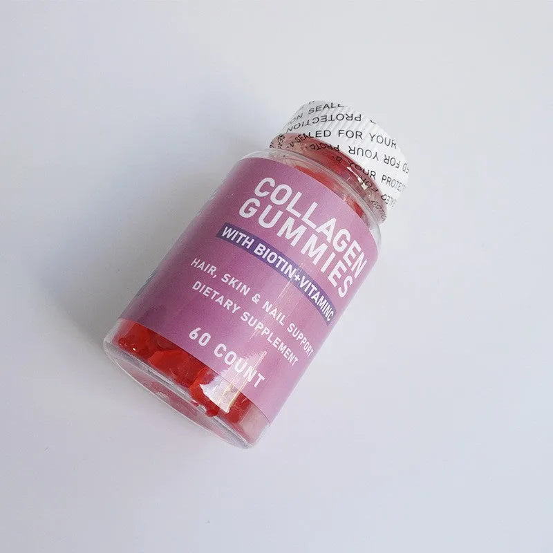 Collagen gummies soft candy 60 capsules supplement bottle for hair skin nails