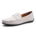 Men's suede leather Gommino casual shoes with flat rubber sole and round toe in black