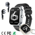 D8pro smart watch with TWS earphones black steel strap silicone case health monitoring