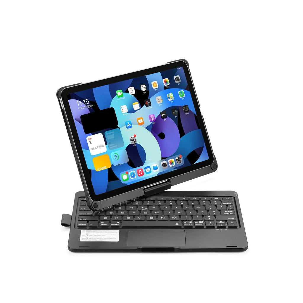 Rotating Bluetooth keyboard with backlit keys for iPad Pro and Air models in black colour