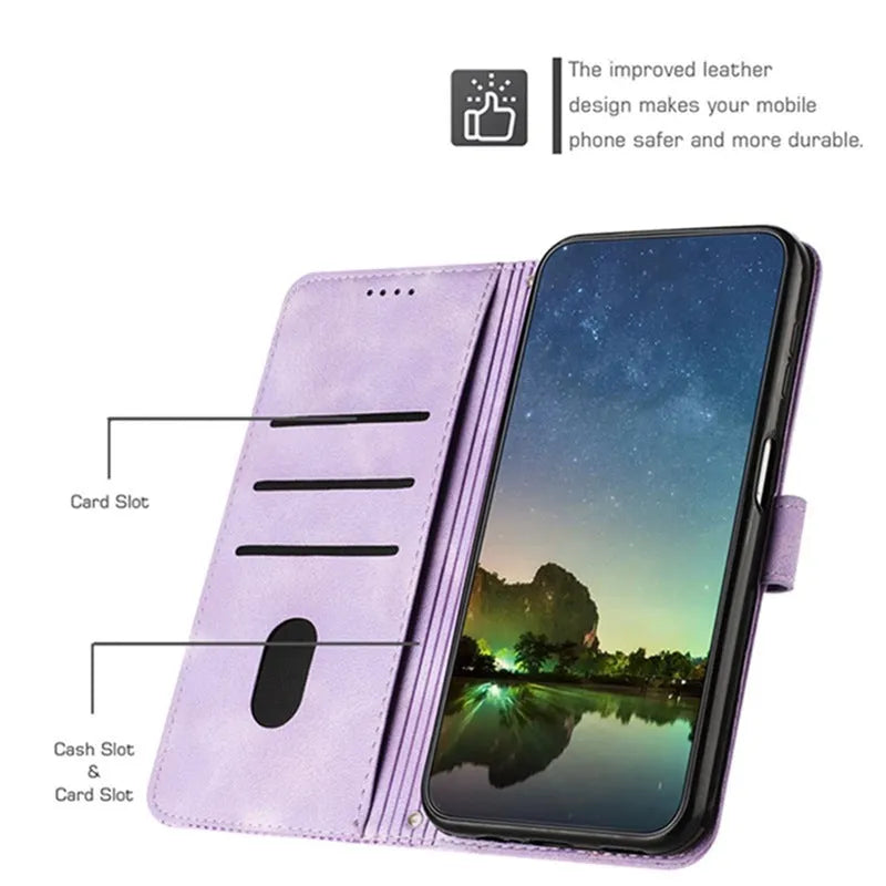 Phone case for Realme 11 5G with card holder crossbody strap in purple