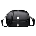 City Simple women's oval crossbody bag in soft PU leather available in black, khaki, or dark brown