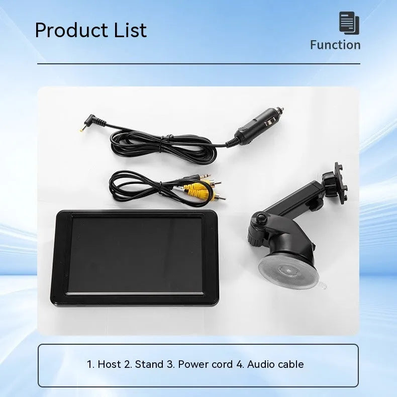 7-inch vehicle MP5 player with mounting bracket on black background