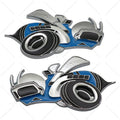 Pair of large zinc alloy bumper stickers with Big Bee label design in yellow and silver colours.