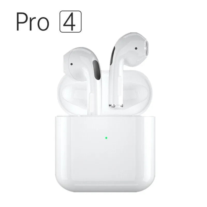 Pro4 wireless in-ear sports headphones in black or white, showing earpieces.