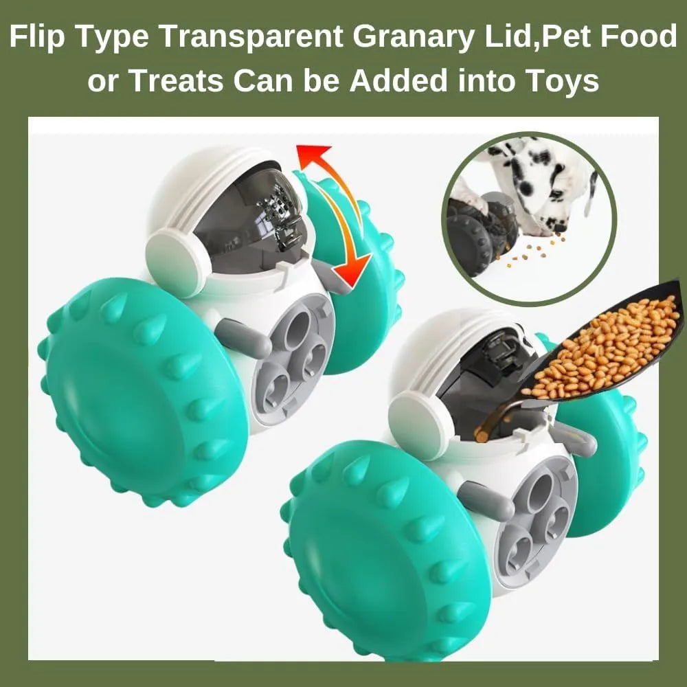 Robot design self-balancing dog and cat treat dispenser puzzle toy in assorted colours