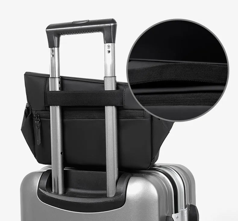 A medium-sized grey crossbody bag for men made from PU leather with a single shoulder strap.