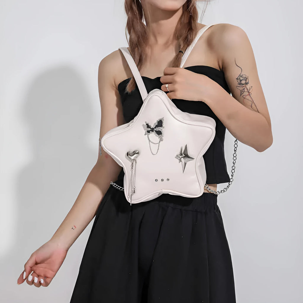 Women's soft PU messenger bag convertible to mini backpack in black, white, or silver colours