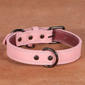 Brown first layer cow leather pet collar with leather bell pendant, anti-lost design for cats and dogs