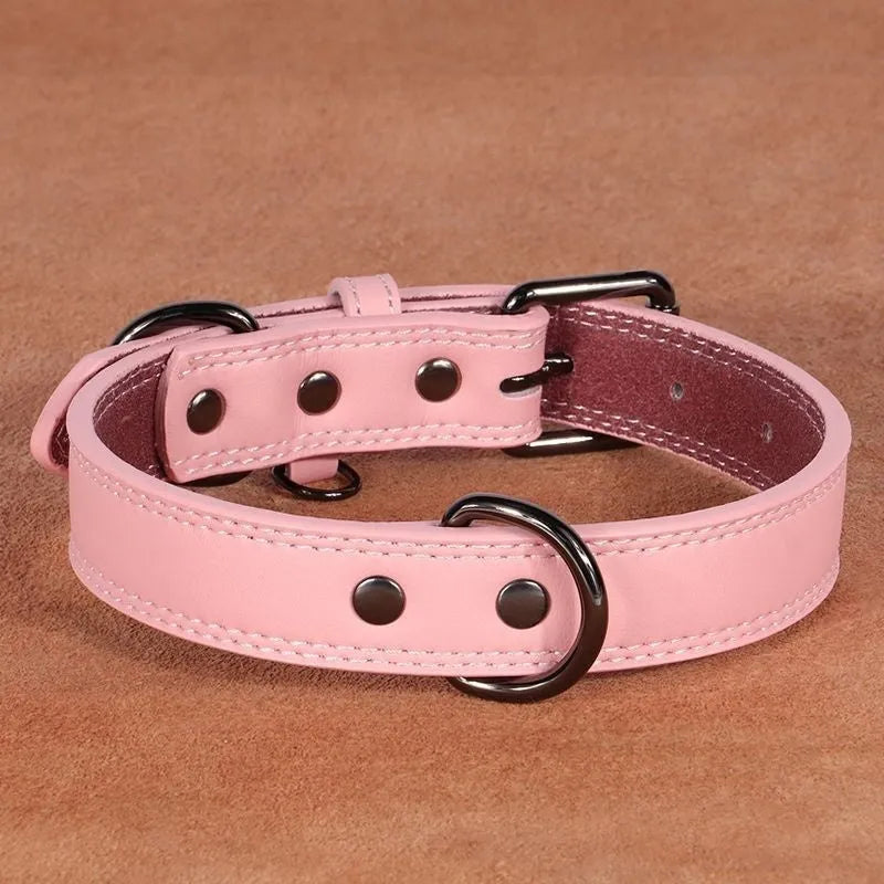 Brown first layer cow leather pet collar with leather bell pendant, anti-lost design for cats and dogs