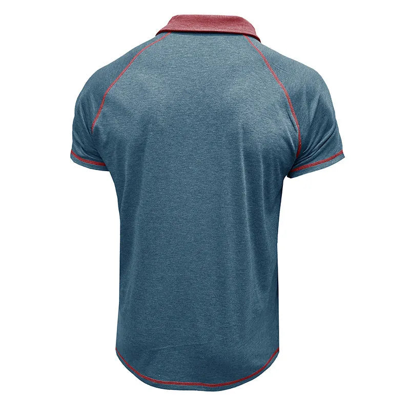 Men's short-sleeved lapel POLO bottoming shirt in polyester fibre, available in multiple colours including khaki and black