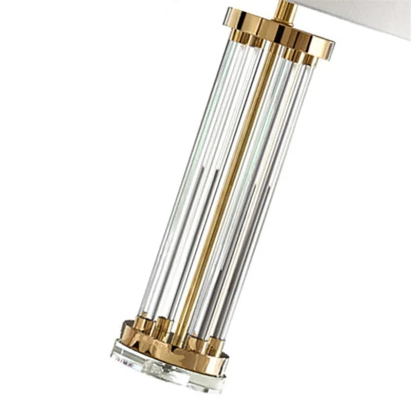 Postmodern crystal column table lamp with four crystal pillars, 77cm high, remote dimmer switch, for study or living room