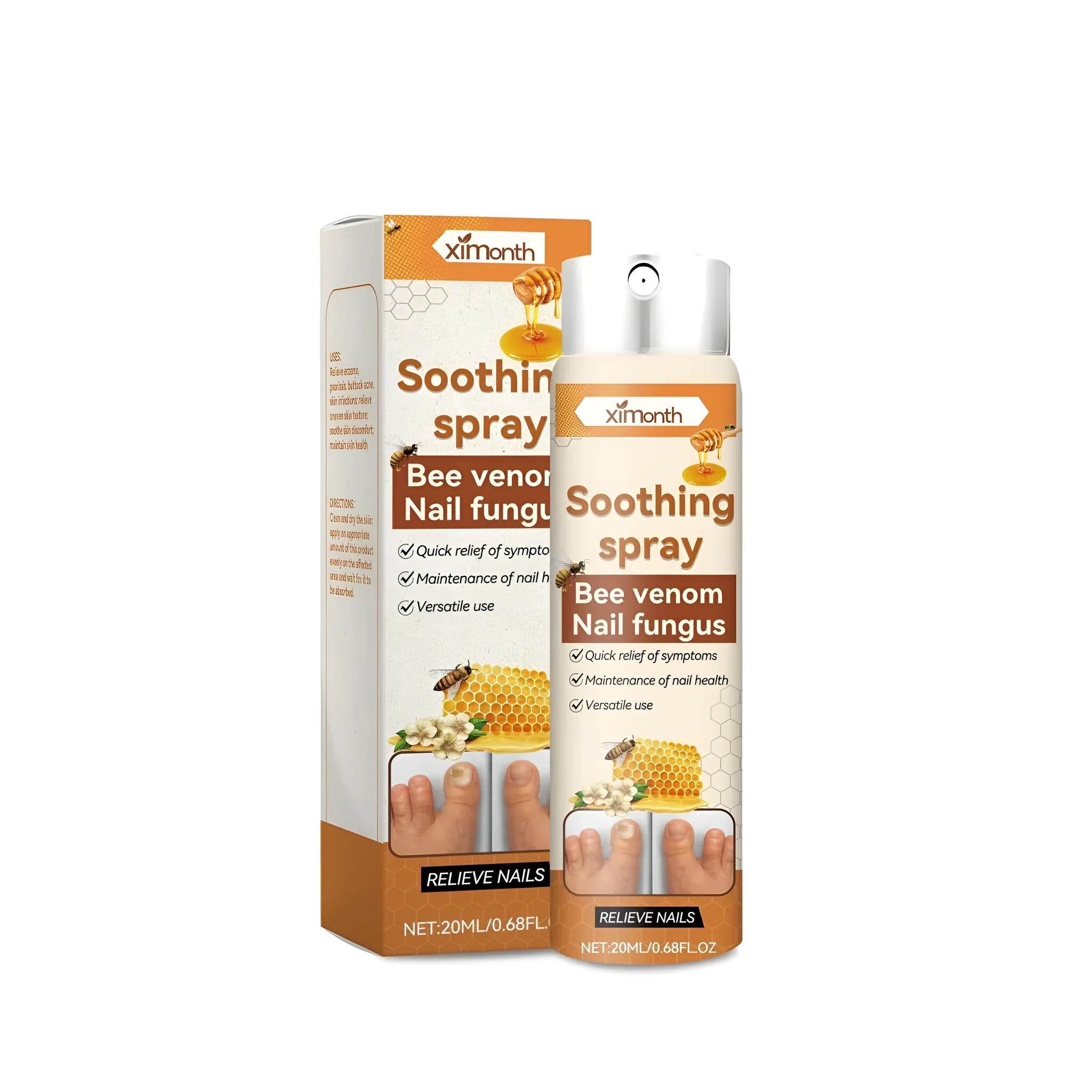 20ml nail care spray bottle with botanical ingredients Centella asiatica and bee venom